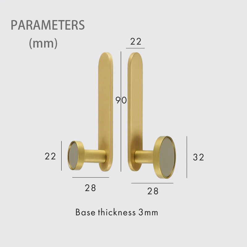 DOOROOM Brass Real Leather Cabinet Handles Cupboard Door Pulls Bearing Hooks Bathroom Indoor Kitchen Hallway Wall Clothes Hook