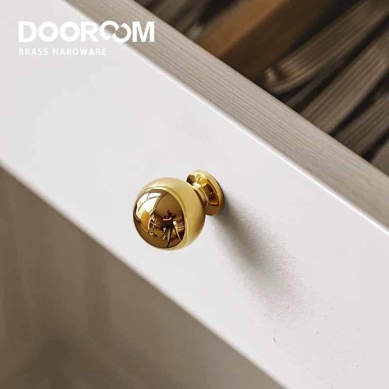 Dooroom 黄铜圆形家具把手 优质金色衣柜梳妆台橱柜门抽屉鞋盒把手