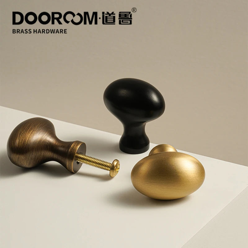 Dooroom 黄铜蛋形家具把手衣柜梳妆台橱柜门抽屉鞋盒拉手田园地中海风格旋钮