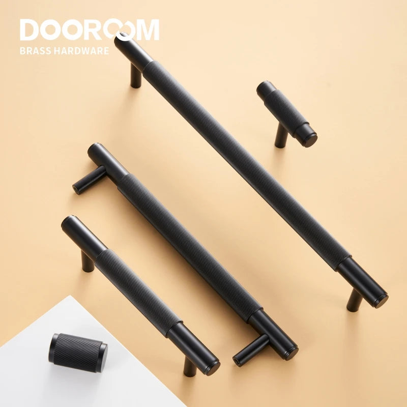 Dooroom Brass Swirl Stripe Furniture Handles T bar Long Pulls Cupboard Wardrobe Dresser Shoe Box Drawer Wine Bar Cabinet Knobs