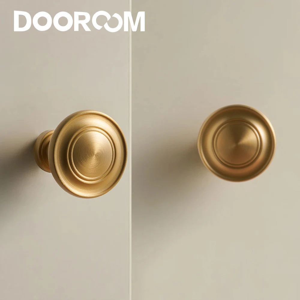 DOOROOM Solid Brass Handle Superior Quality Wardrobe Cabinet Round Drawer Knob Mushroom Type Porcelain Bling Single Hole Handle