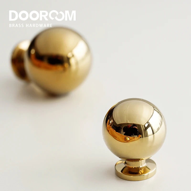 Dooroom 黄铜圆形家具把手 优质金色衣柜梳妆台橱柜门抽屉鞋盒把手