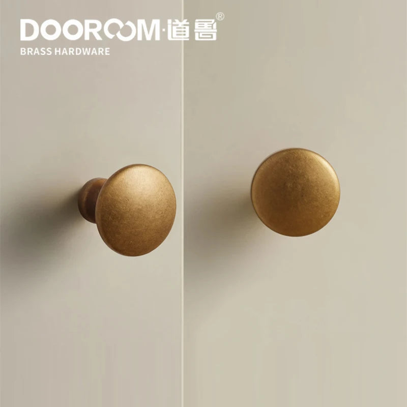 DOOROOM high-quality Solid Brass Handle New Yellow Bronze Clolor Circular Cabinet Furniture Shoe Box Drawer Handle