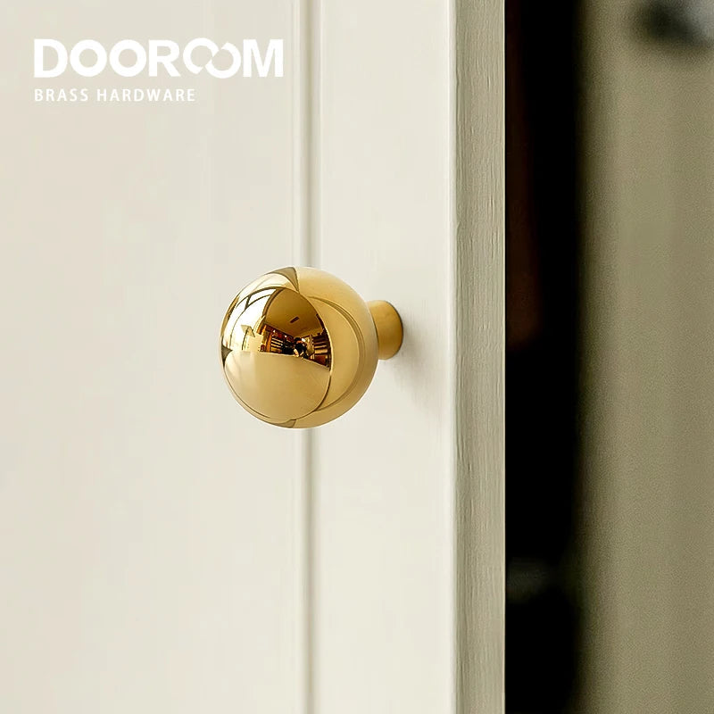 Dooroom 黄铜圆形家具把手 优质金色衣柜梳妆台橱柜门抽屉鞋盒把手