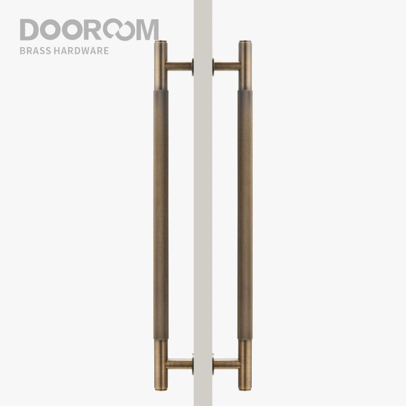 Dooroom 仿古铜门双单面滚花拉杆木门玻璃门淋浴房把手黄铜