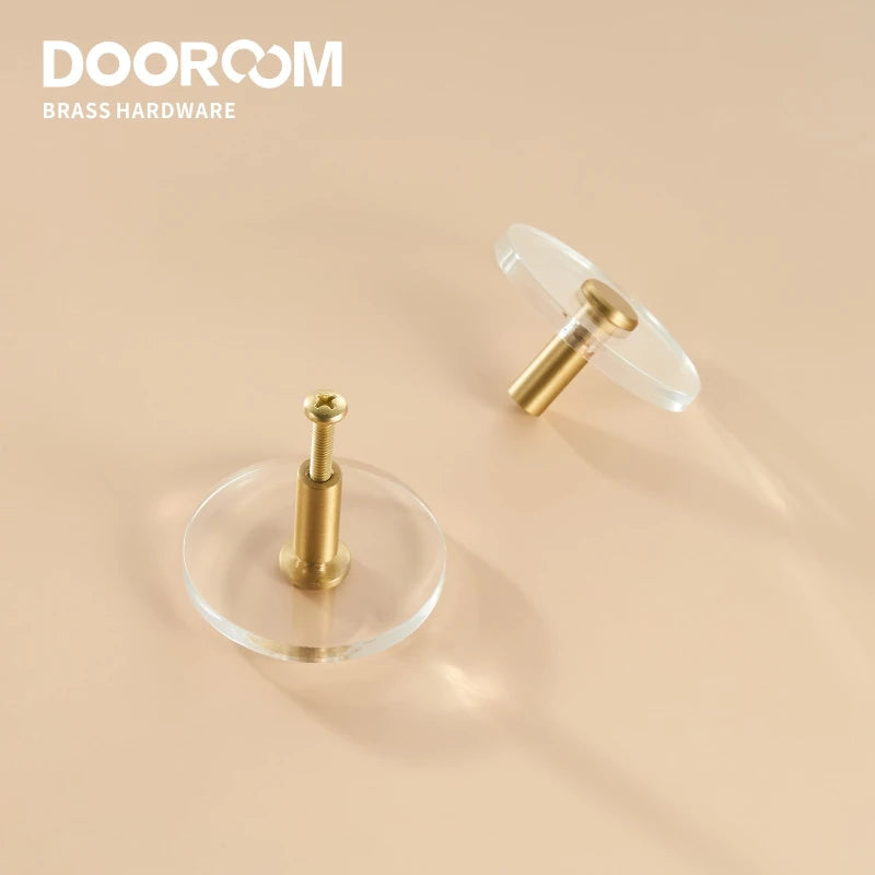 Dooroom Brass Acrylic Furniture Handles Wardrobe Dresser Cupboard Cabinet Drawer Shoe Box Knobs Clothes Hangers Wall Hooks