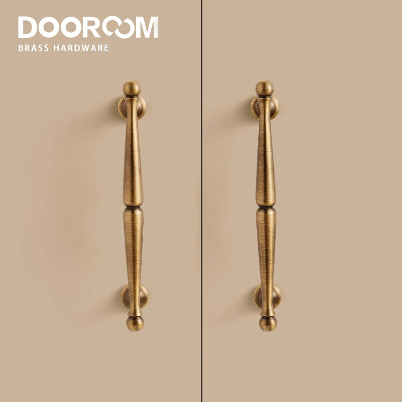 Dooroom Brass Pulls Furniture Handles Retro Style Home Brass Wardrobe Dresser Cupboard Cabinet Drawer Kitchen Accessories Pulls