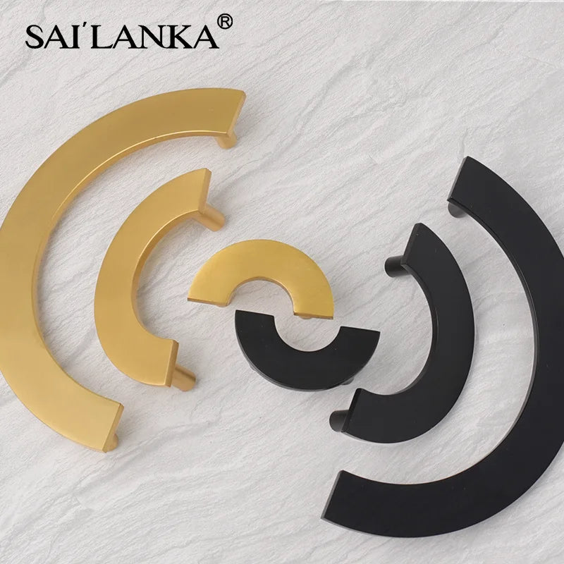 DOOROOM Brass Furniture Handles Modern Light Luxury Semi Circle Pulls Wardrobe Cupboard Armario Closet Gabinete Decoration