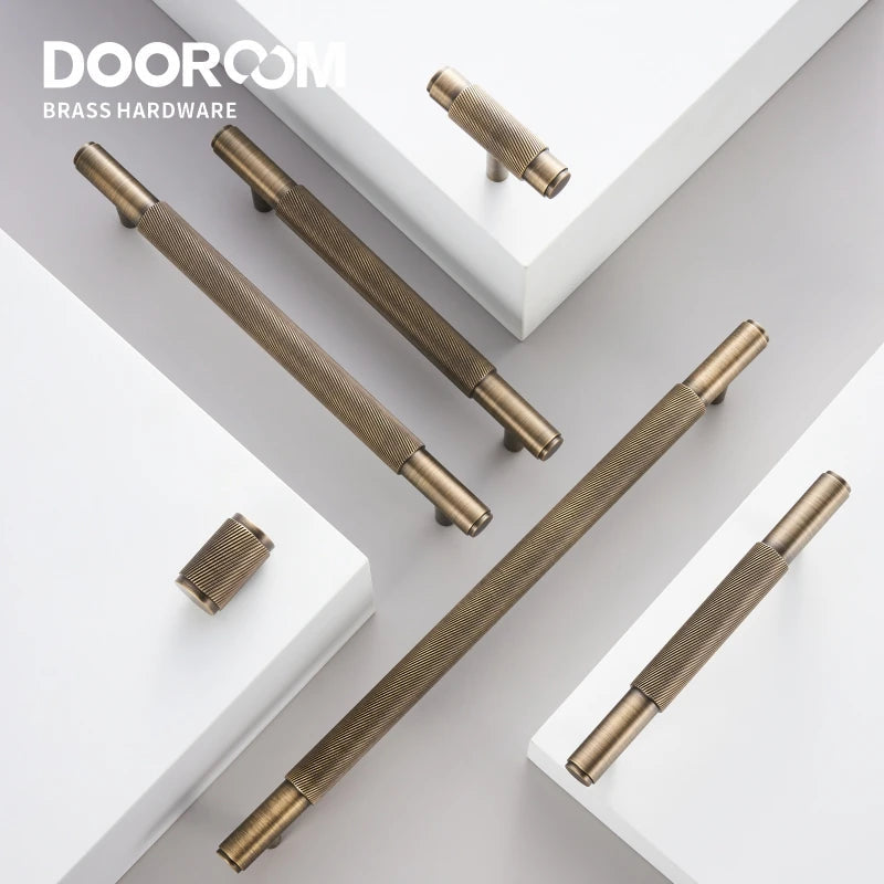 Dooroom Brass Swirl Stripe Furniture Handles T bar Long Pulls Cupboard Wardrobe Dresser Shoe Box Drawer Wine Bar Cabinet Knobs