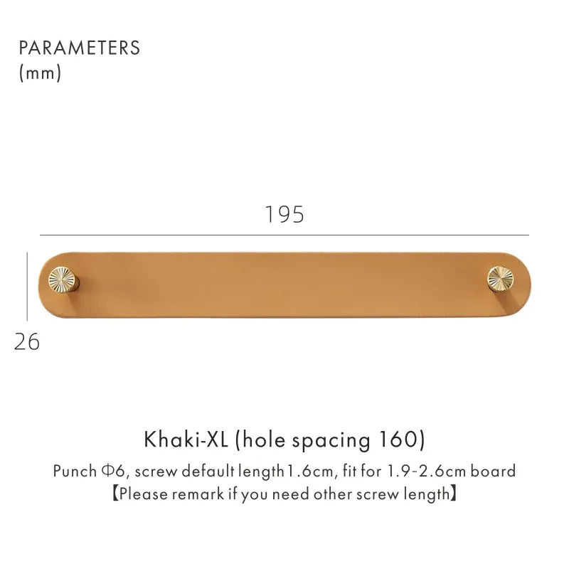 Dooroom Brass Furniture Handles Red Cow Leather Nordic