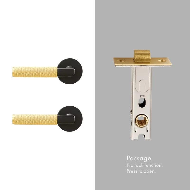 DOOROOM brass knurled thumb turn key latch lever handle cylinder key escutcheon passage room lock