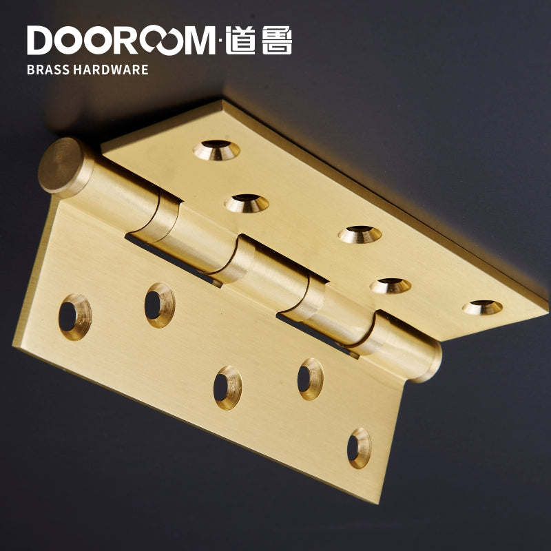 道鲁 一片式门用厚黄铜轴承合页 4"x3"x3mm, 5"x3"x3mm 实木门美式黑金静音合页带螺丝