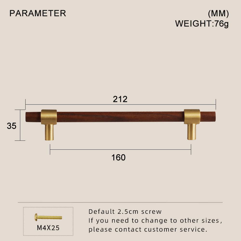DOOROOM Brass Walnut Solid Wood Furniture Handles Closet Wardrobe Cupboard Dresser Nordic Drawer Knob Armario Modern Hardware