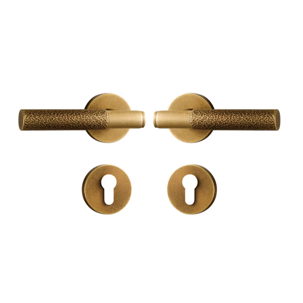 Dooroom Brass Door Lock Set Hammered Polished Brass Gold Yellow Bronze Interior Bedroom Bathroom Double Wood Door Lever
