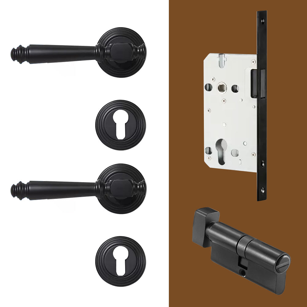 DOOROOM Indoor Door Lock Brass Set Bedroom Bathroom Double Wood Door Lever Dummy Quiet Magnetic Suction Door Lock Household