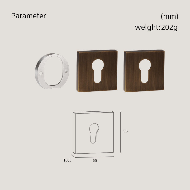 DOOROOM Brass Door Handle Accessories Euro Cylinder Escutcheon square Matt Brass Antique Bronze Black
