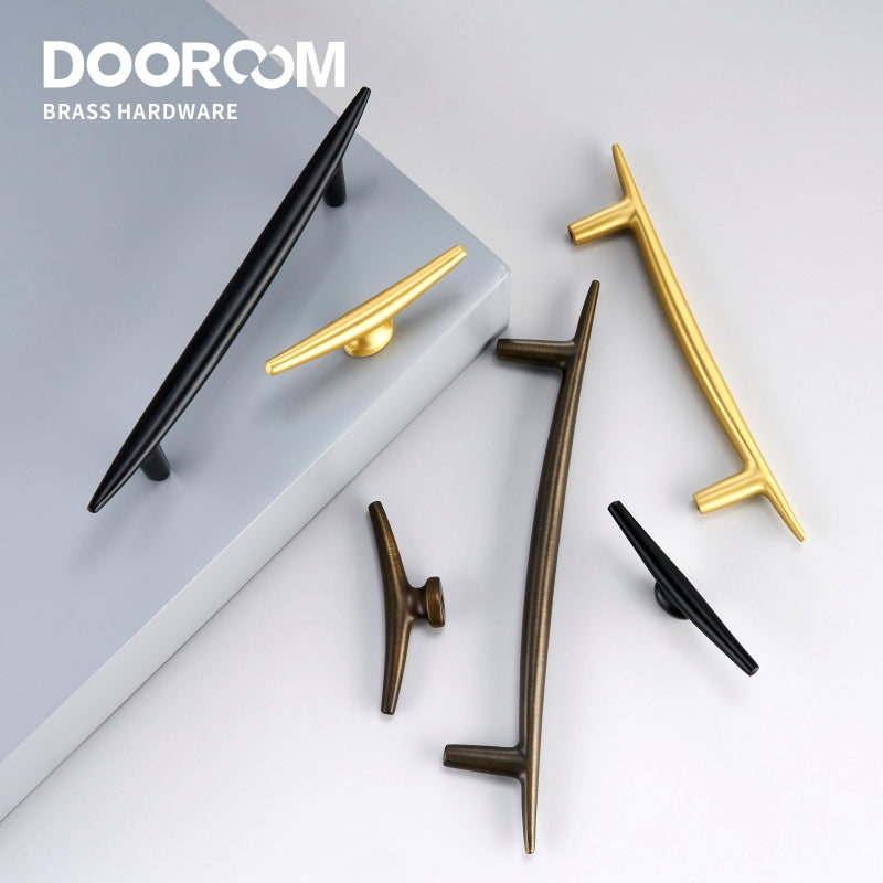 Dooroom Brass Handles Modern Nordic Fresh Long Pulls Cupboard Wardrobe Dresser Cabinet Drawer Cabinet Furniture Knobs Black Gold