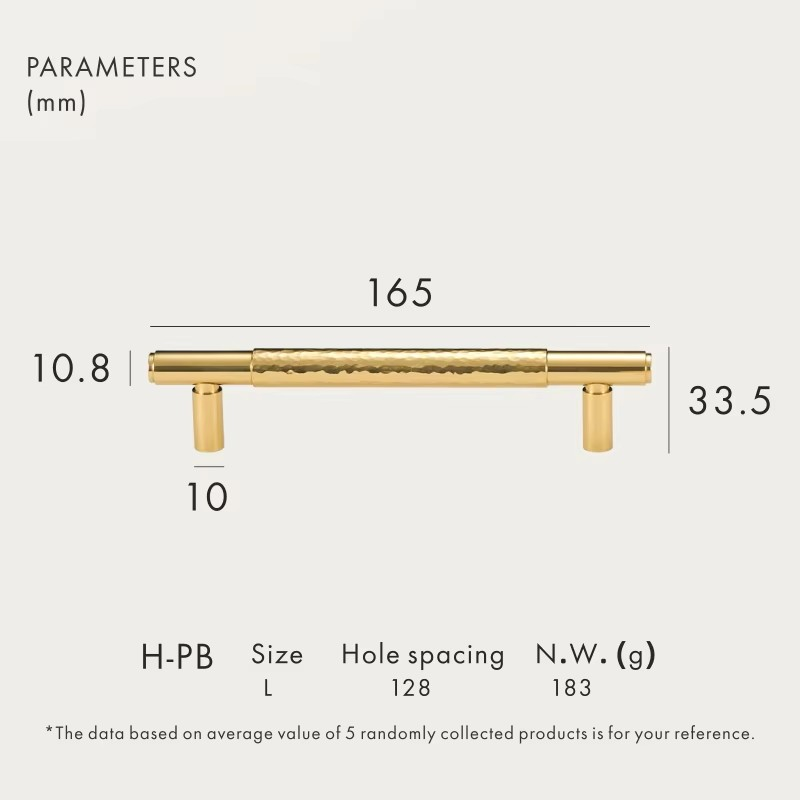 Dooroom Brass Furniture Handles Modern Hammered Shiny Gold Cupboard Wardrobe Dresser Shoe Box Drawer Cabinet Knobs T-Bar
