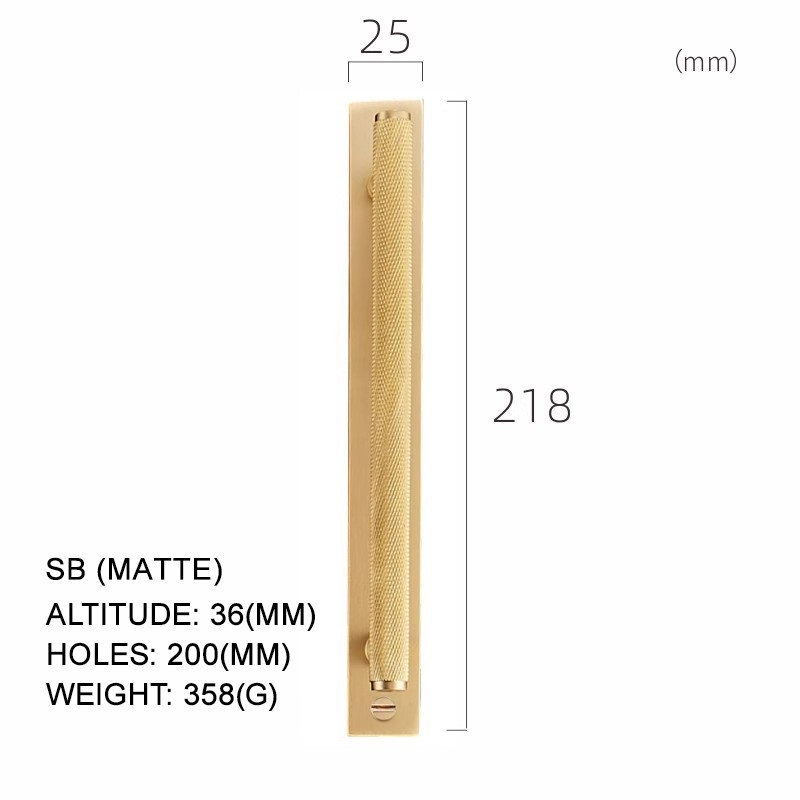 Dooroom Brass Long Furniture Handles Knurled Wardrobe Dresser Cupboard Cabinet Drawer Refrigerator Door Pulls Knobs