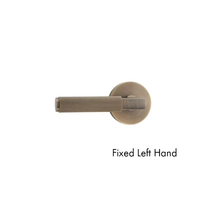 DOOROOM US Standard For 2-1/8" Hole Brass Knurled Lever Privacy Door Lock Passage Set  Round Rose 65mm Dummy Closet Handle