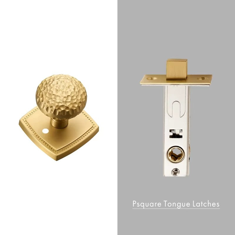 Dooroom Brass Door Lock Set Hammered Modern Bedroom Bathroom Double Lever Dummy Privacy Passage Hidden Handle Knob