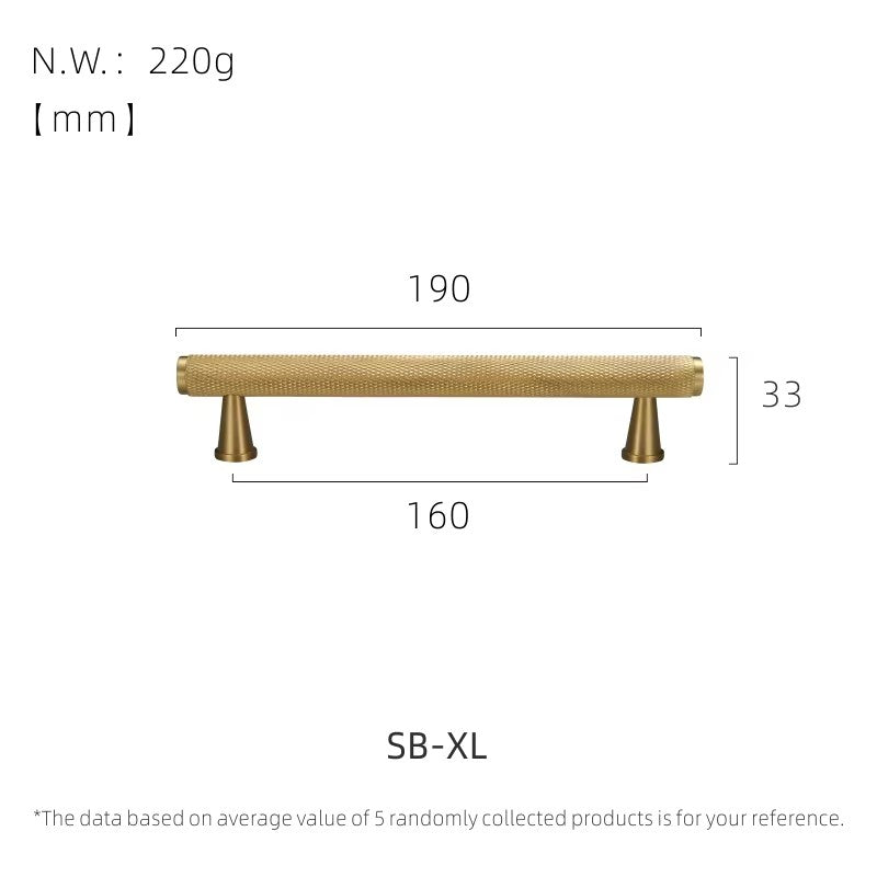 Dooroom Brass Long Furniture Handles Knurled  Wardrobe Dresser Cupboard Cabinet Drawer Refrigerator Door Pulls Knobs