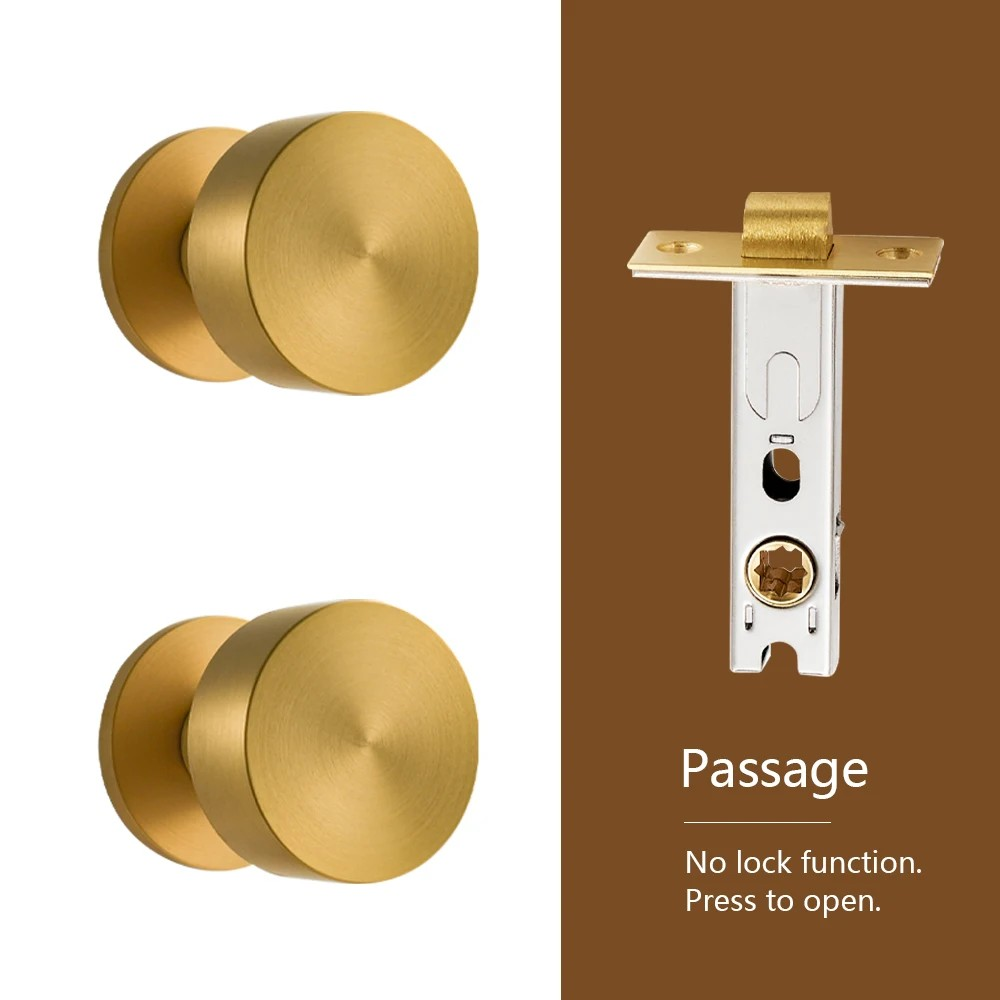 Dooroom Brass Door Lock Set Modern Brass Black Nickel Interior Bedroom Bathroom Double Wood Door Lever Set Dummy Handle Passage