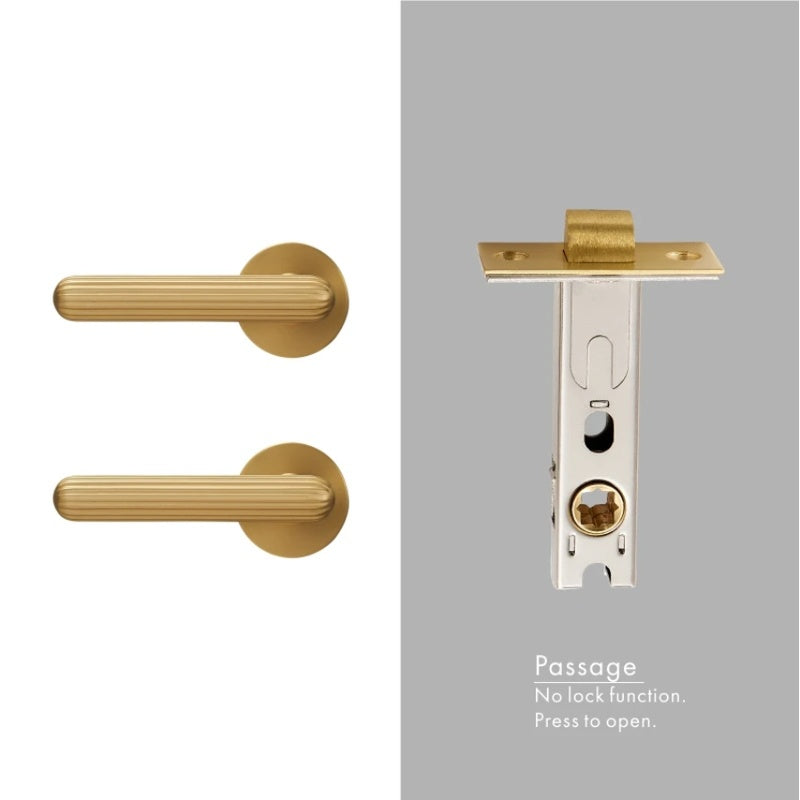 Dooroom Brass Door Lock Set Modern Simple European Interiror Bedroom Bathroom Double Wood Door Lever Set Dummy Handle Knob