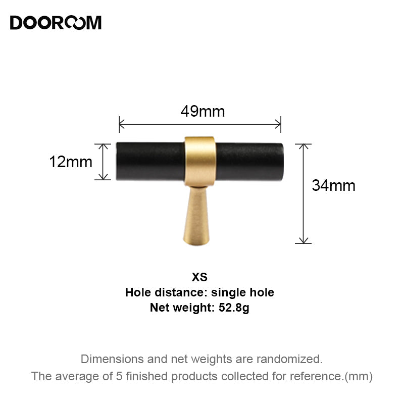 Dooroom Brass Furniture Handles T-bar Light Luxury Fashion Black Gold Silve Wardrobe Dresser Cupboard Cabinet Drawer Pulls