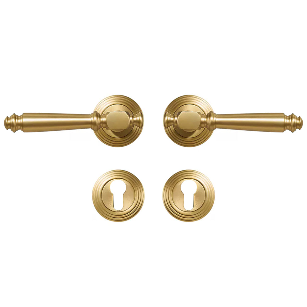 DOOROOM Indoor Door Lock Brass Set Bedroom Bathroom Double Wood Door Lever Dummy Quiet Magnetic Suction Door Lock Household