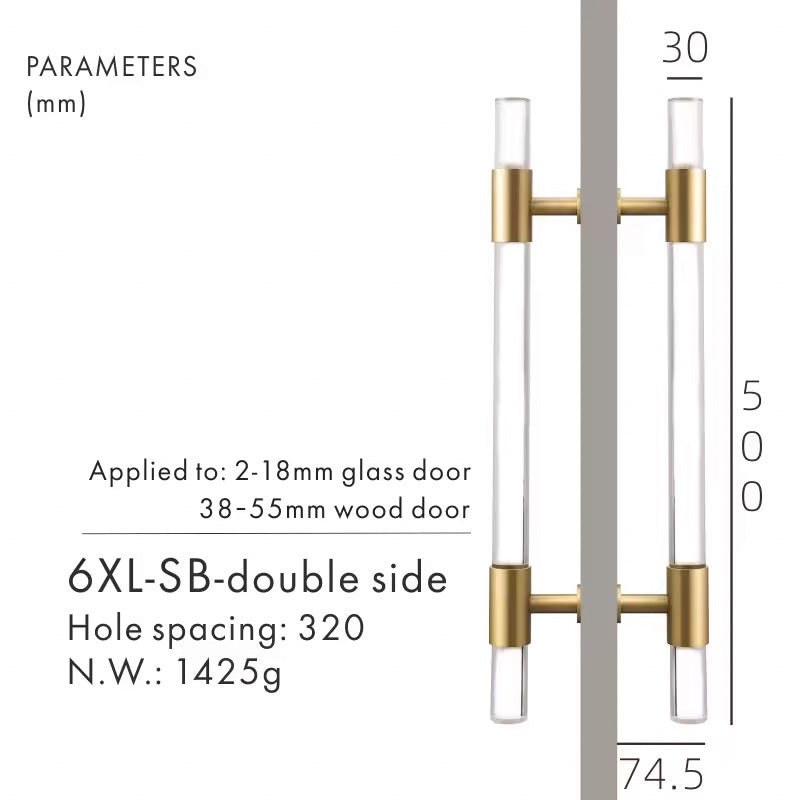 Dooroom Brass Acrylic Door Handles transparently Double Door Door Shower Room Single Side Double Side Matt Gold Pulls