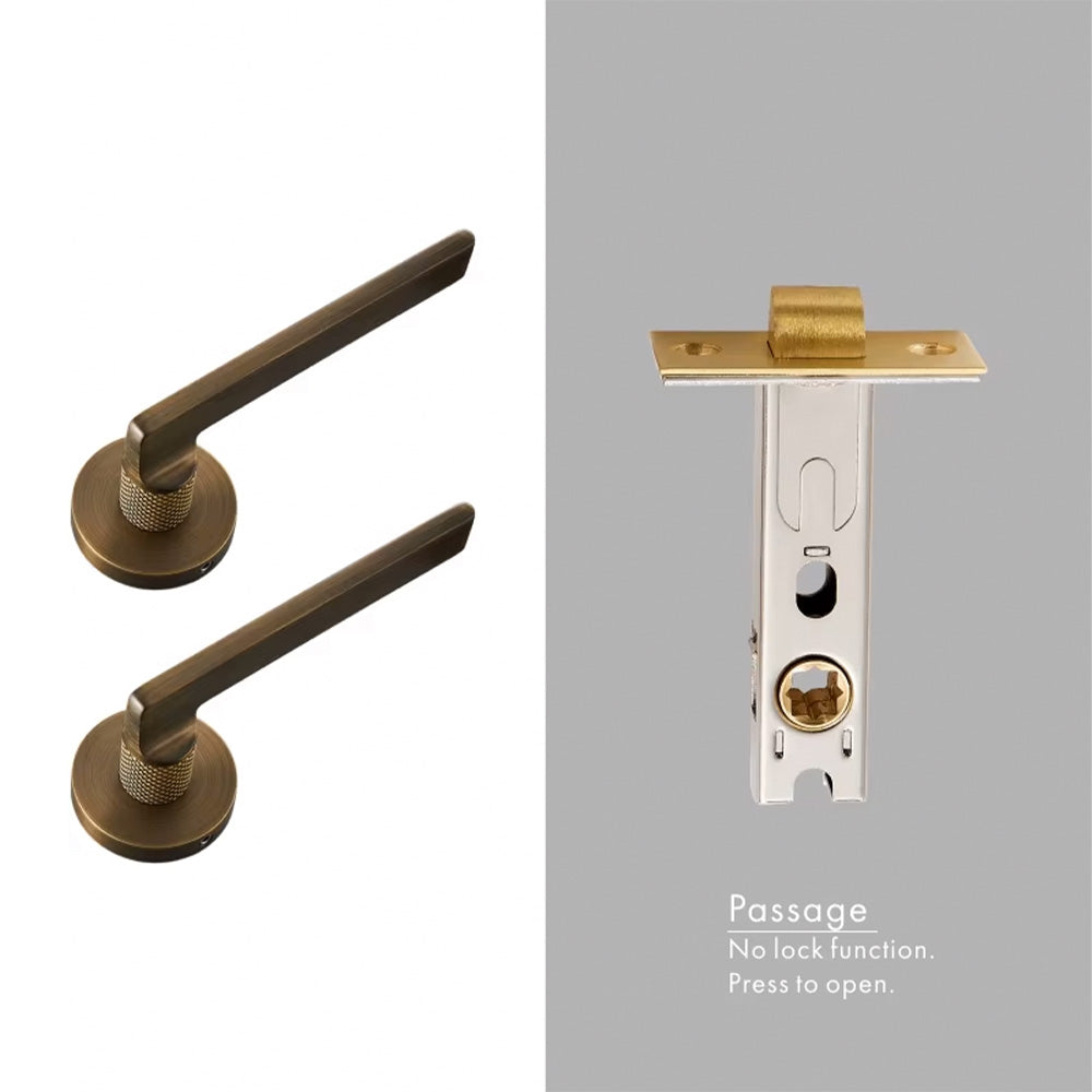 Dooroom Brass Door Lever Mute Black Gold Interior Bedroom Bathroom Wood Door Lock Set Dummy Handle Knob