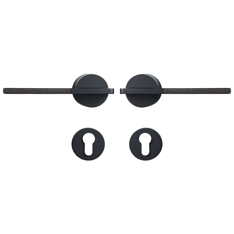 Dooroom Brass Leather Door Lock Set Black Brushed Nickel Bedroom Bathroom Double Wood Door Lever Set Dummy Privacy Passage