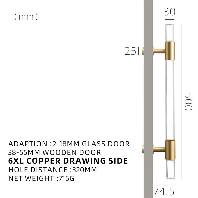 Dooroom Brass Acrylic Door Handles Double Door Wood Door Shower Room Single Side Double Side Matt Gold Pulls