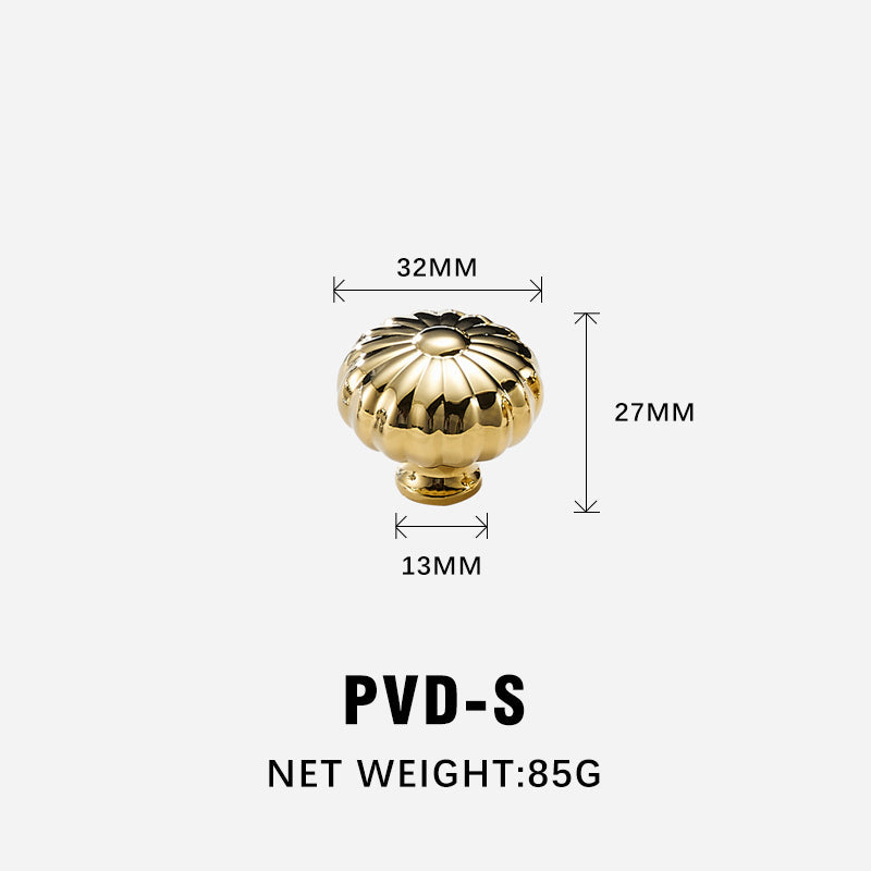 Dooroom Brass Furniture Handles Modern Pumpkin Shiny PVD Gold Bright Chrome Wardrobe Dresser Cupboard Cabinet Shoe Box Knobs