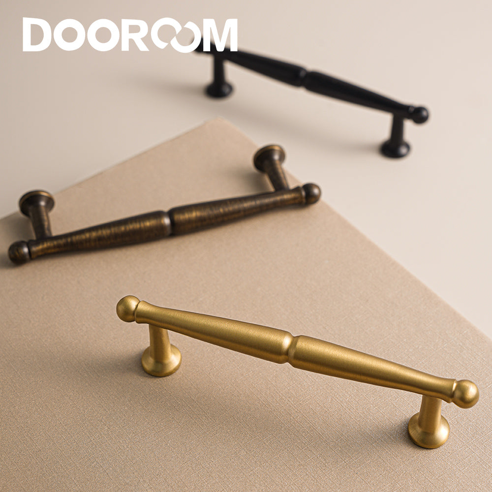 Dooroom Brass Furniture Handles Wardrobe Dresser Cupboard Cabinet Drawer Knob Black Bronze Gold American Pastoral European Pull