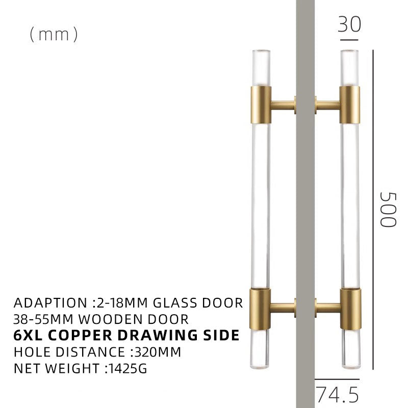 Dooroom Brass Acrylic Door Handles Double Door Wood Door Shower Room Single Side Double Side Matt Gold Pulls