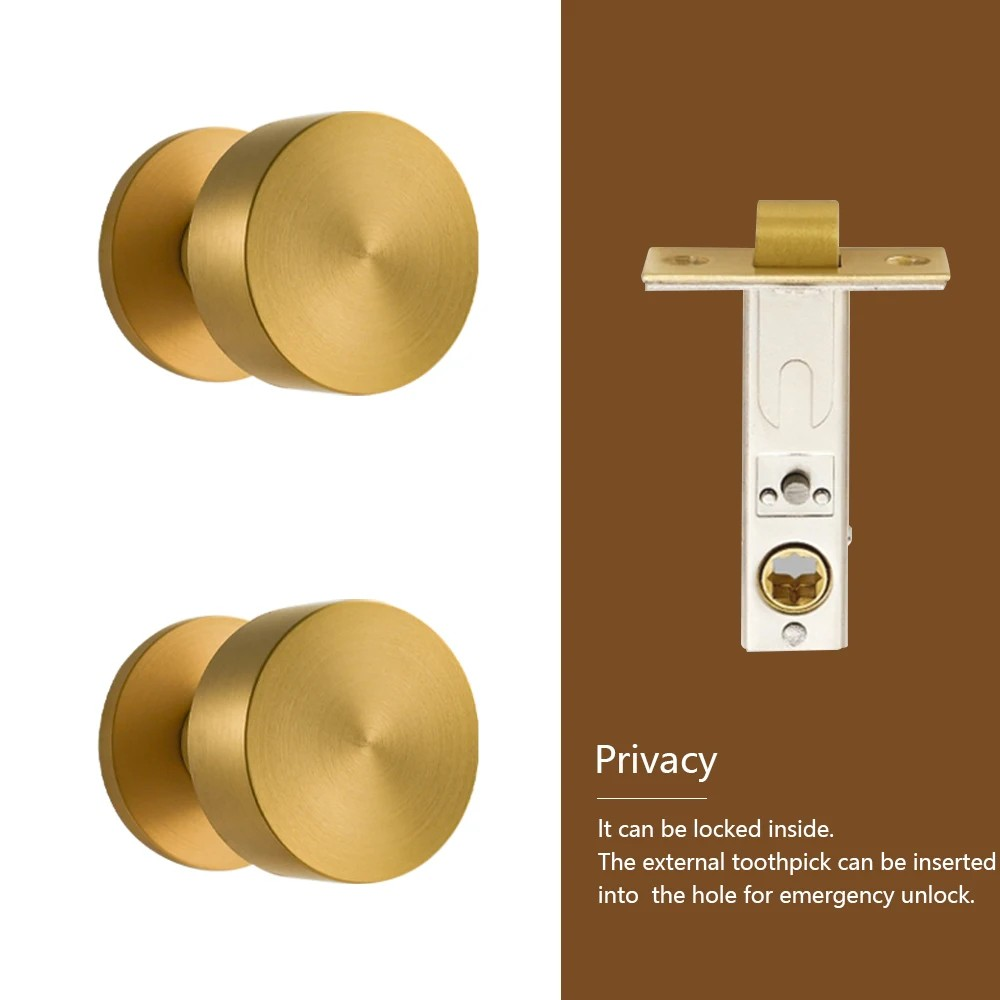Dooroom Brass Door Lock Set Modern Brass Black Nickel Interior Bedroom Bathroom Double Wood Door Lever Set Dummy Handle Passage