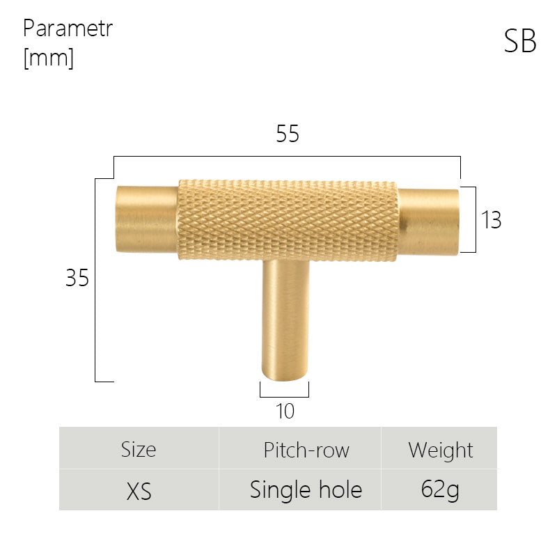 Dooroom Brass Furniture Handles Modern Knurled Antique Brass Cupboard Wardrobe Dresser Shoe Box Drawer Cabinet Knobs T-Bar