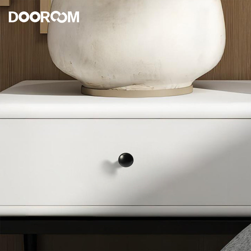 DOOROOM 1 Inch Matt Black Antique Brass Cabinet Knobs Modern Dresser Round Knobs Brass Mushroom Shape Pulls for Kitchen 