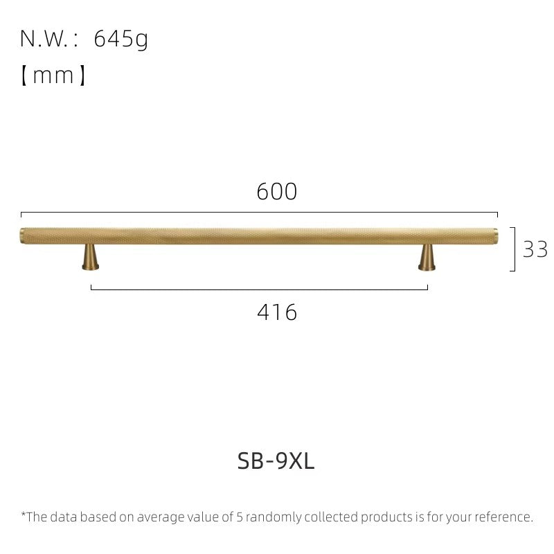 Dooroom Brass Long Furniture Handles Knurled  Wardrobe Dresser Cupboard Cabinet Drawer Refrigerator Door Pulls Knobs