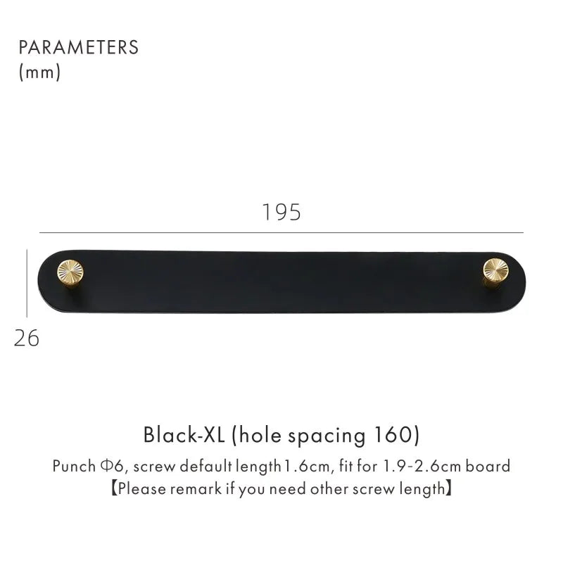 Dooroom Brass Furniture Handles Red Cow Leather Nordic