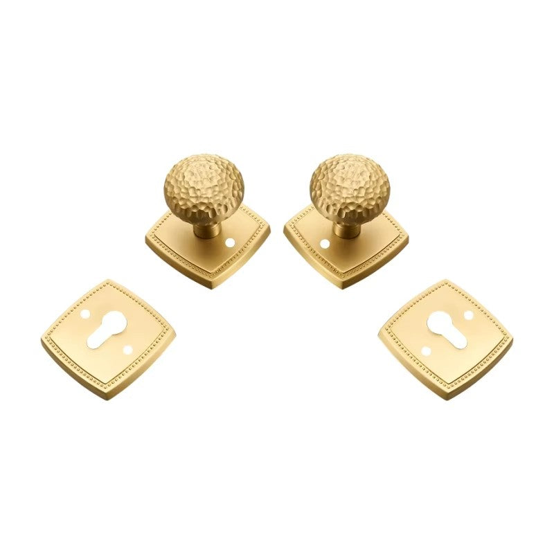 Dooroom Brass Door Lock Set Hammered Modern Bedroom Bathroom Double Lever Dummy Privacy Passage Hidden Handle Knob