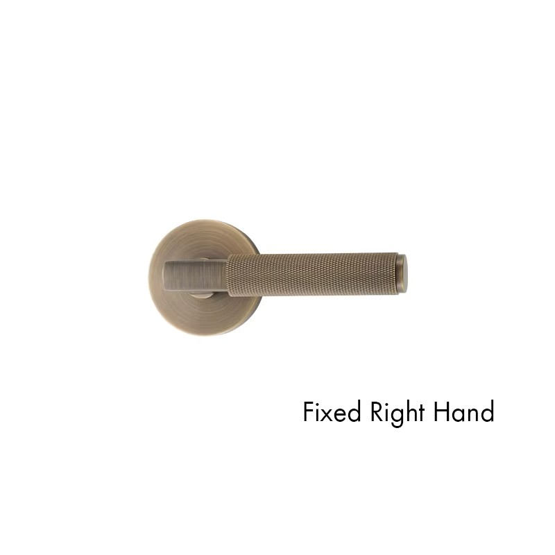 DOOROOM US Standard For 2-1/8" Hole Brass Knurled Lever Privacy Door Lock Passage Set  Round Rose 65mm Dummy Closet Handle