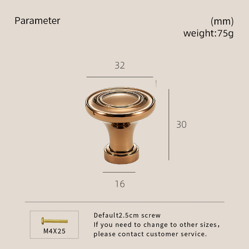 DOOROOM Solid Brass Handle Simple Wardrobe Cabinet Round Drawer Knob European Mushroom Type Porcelain Bling Single Hole Handle