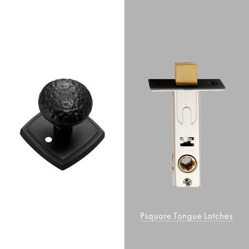 Dooroom Brass Door Lock Set Hammered Modern Bedroom Bathroom Double Lever Dummy Privacy Passage Hidden Handle Knob