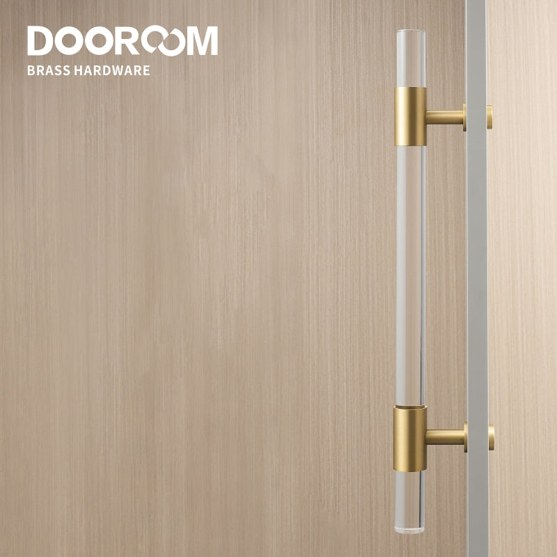 Dooroom Brass Acrylic Door Handles Double Door Wood Door Shower Room Single Side Double Side Matt Gold Pulls