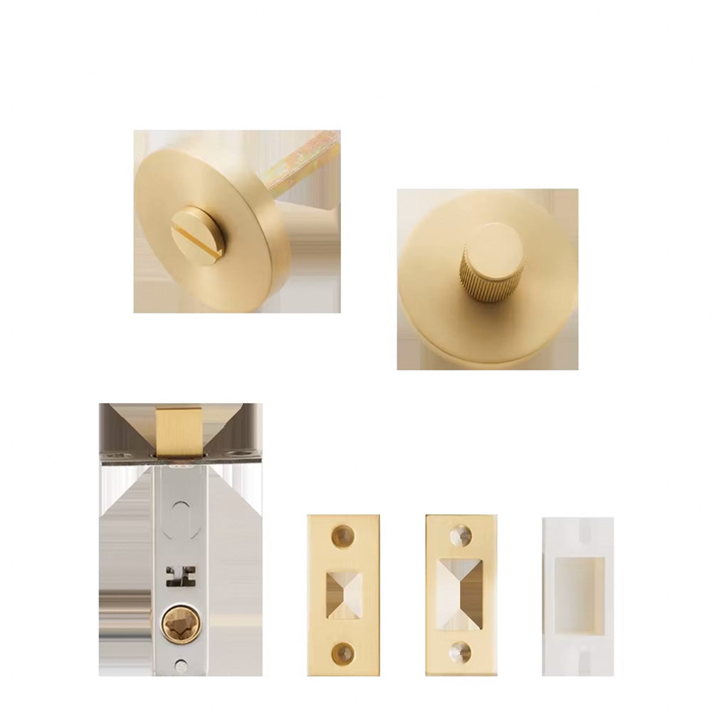 DOOROOM US Standard for 2-1/8" Brass Privacy Passage Stripe Door Lock Set Gold Black Antique Bronze Optional Round Panel