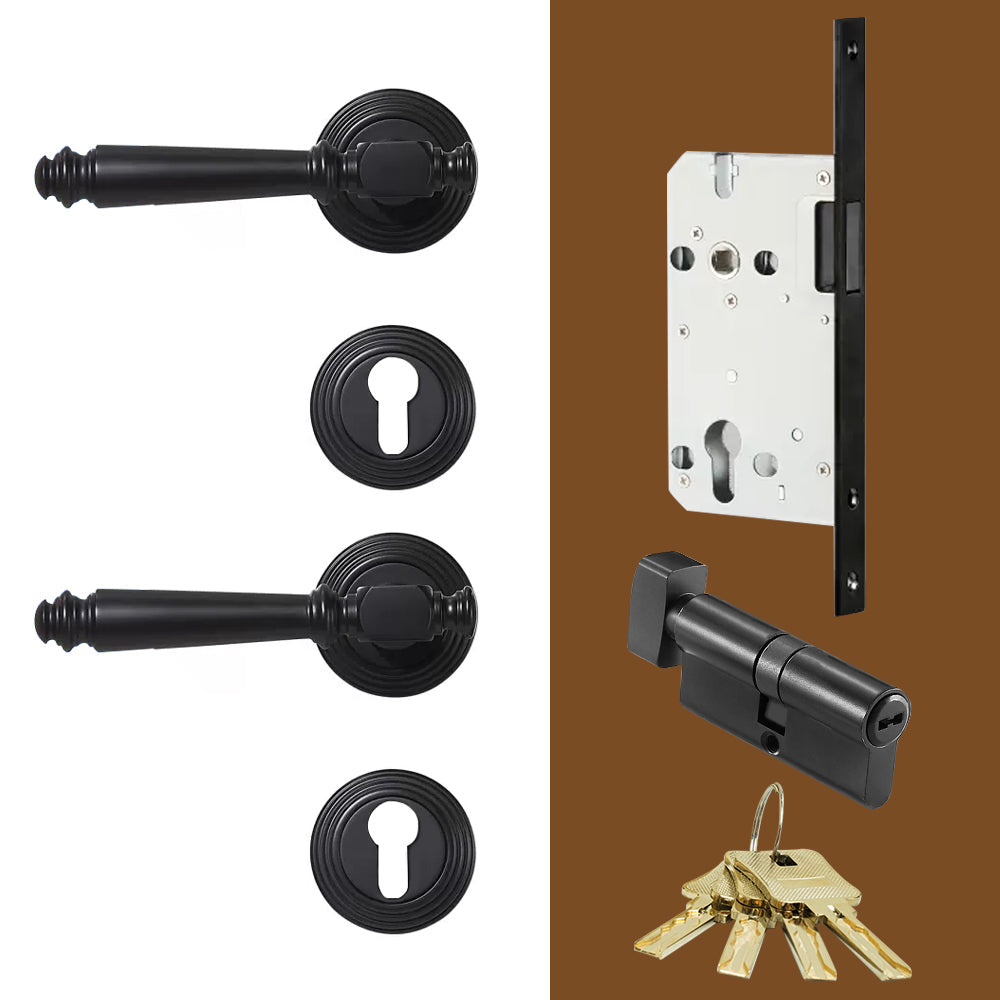 DOOROOM Indoor Door Lock Brass Set Bedroom Bathroom Double Wood Door Lever Dummy Quiet Magnetic Suction Door Lock Household