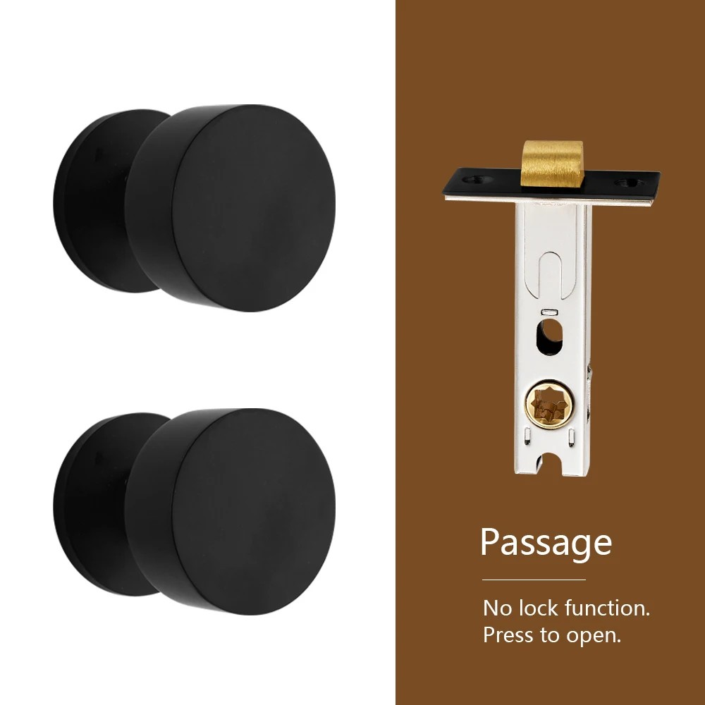 Dooroom Brass Door Lock Set Modern Brass Black Nickel Interior Bedroom Bathroom Double Wood Door Lever Set Dummy Handle Passage